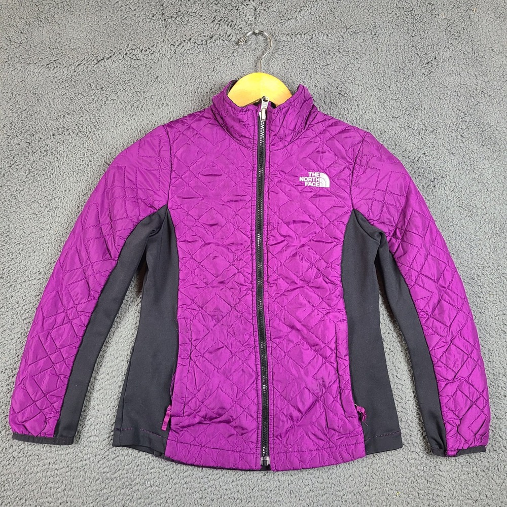 The North Face Girls Purple Quilted Hybrid Full Zip Jacket Size Medium 10/12